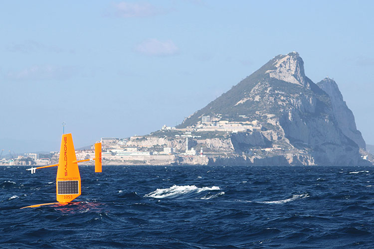 SD 1053 with the Rock of Gibraltar in the background. Courtesy Carlos Barrera/PLOCAN.